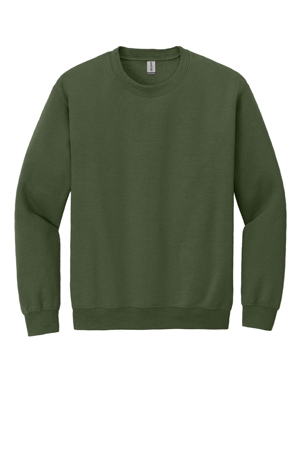 Gildan 18000 Mens Pill Resistant Fleece Crewneck Sweatshirt Military Green Flat Front