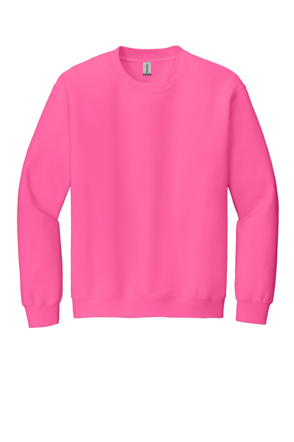 Gildan 18000 Mens Pill Resistant Fleece Crewneck Sweatshirt Safety Pink Flat Front
