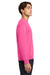 Gildan 18000 Mens Pill Resistant Fleece Crewneck Sweatshirt Safety Pink Model Side