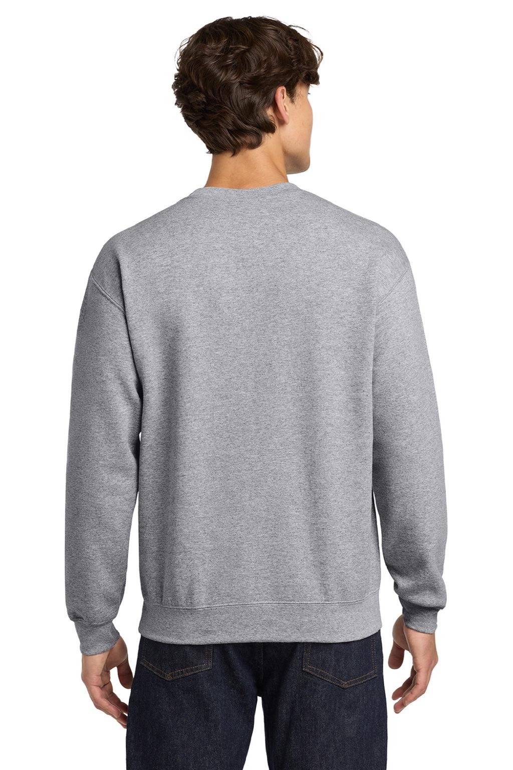 Gildan 18000 Mens Pill Resistant Fleece Crewneck Sweatshirt Sport Grey Model Back