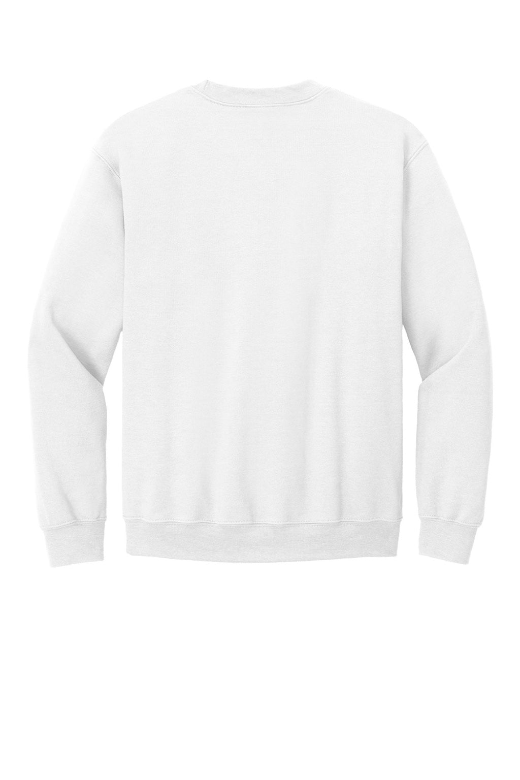 Gildan 18000 Mens Pill Resistant Fleece Crewneck Sweatshirt White Flat Back