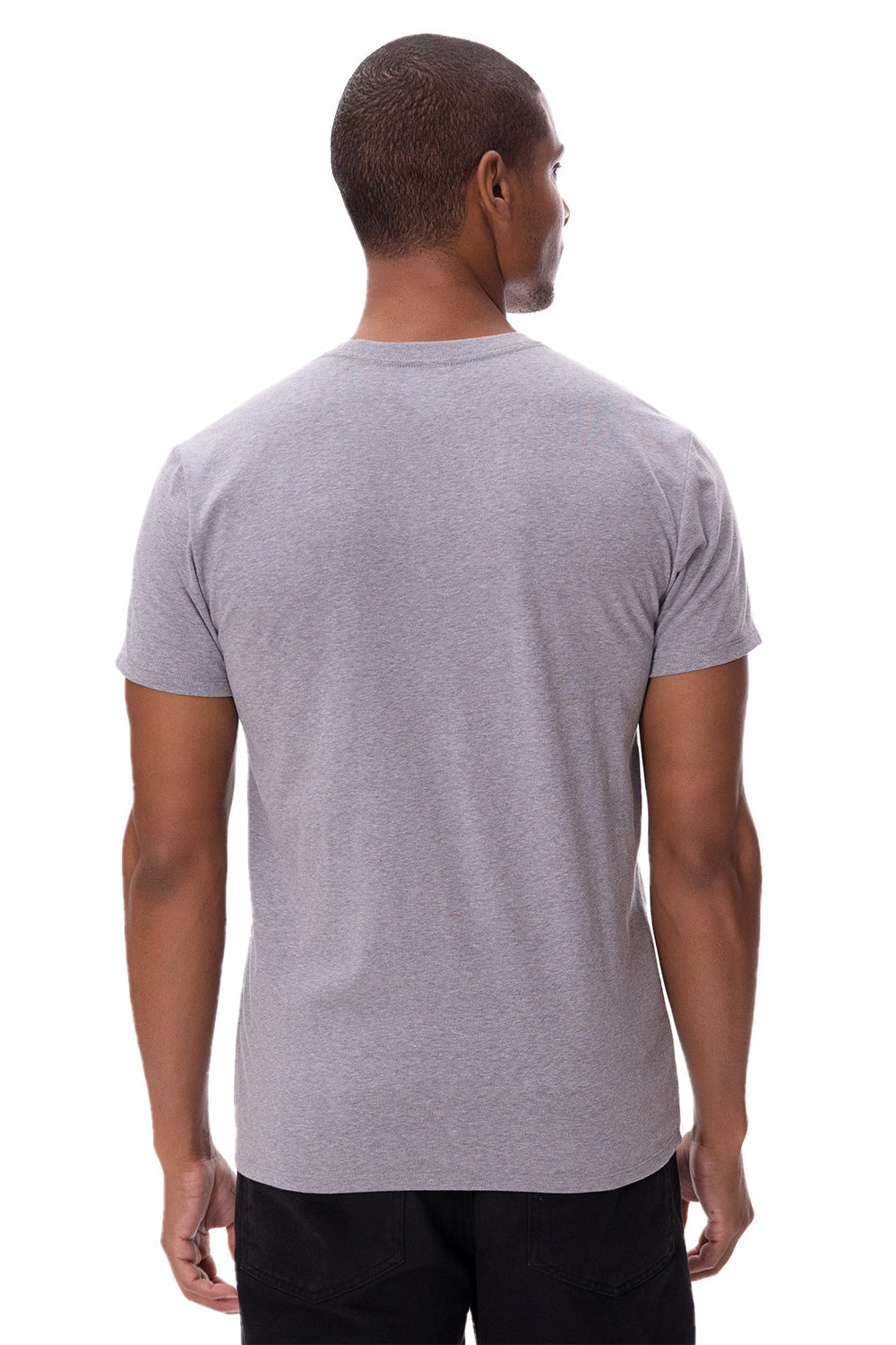 Threadfast Apparel 180A Mens Ultimate Short Sleeve Crewneck T-Shirt Heather Grey Model Back