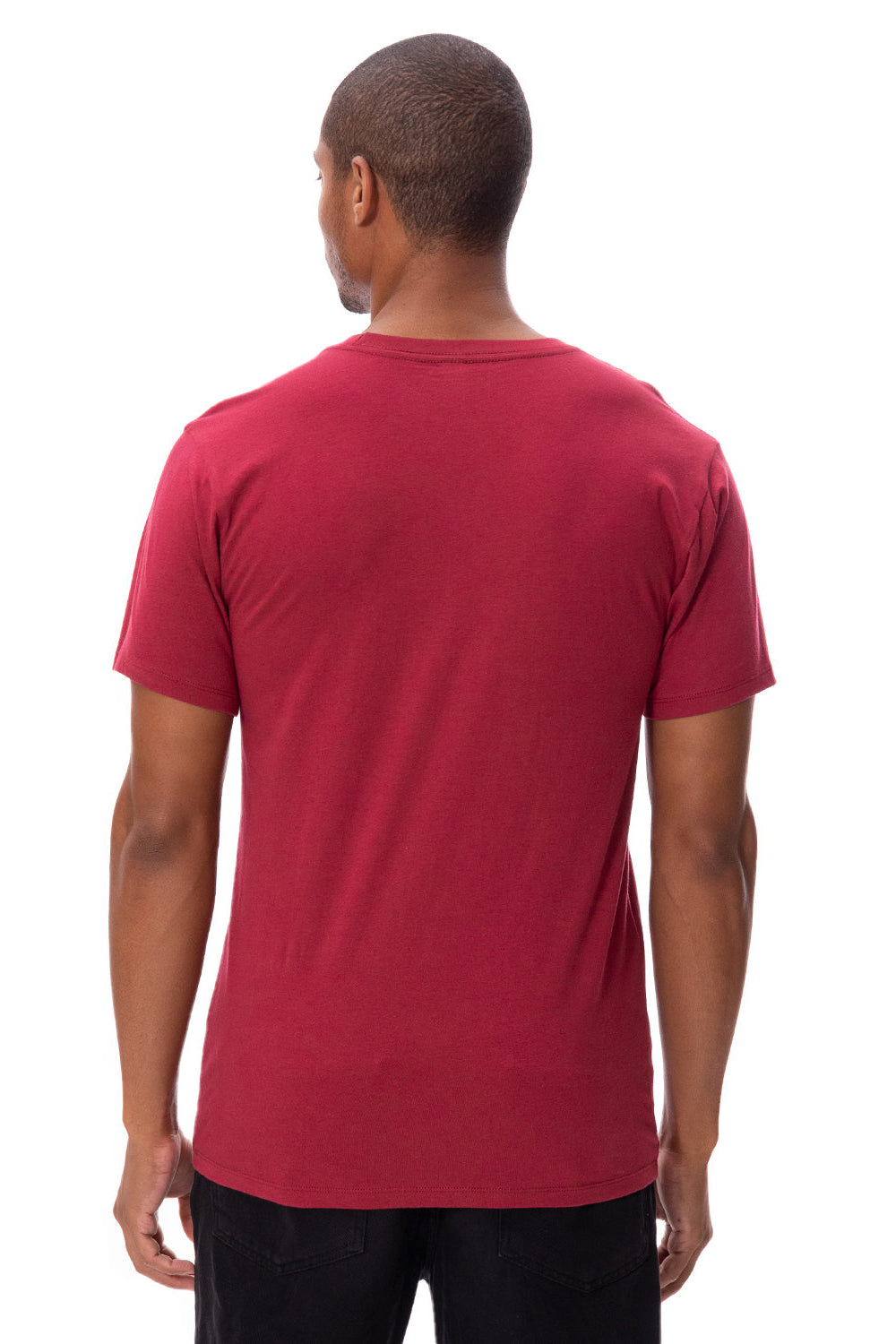 Threadfast Apparel 180A Mens Ultimate Short Sleeve Crewneck T-Shirt Burgundy Model Back