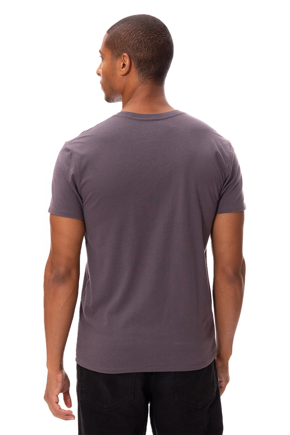 Threadfast Apparel 180A Mens Ultimate Short Sleeve Crewneck T-Shirt Coal Grey Model Back