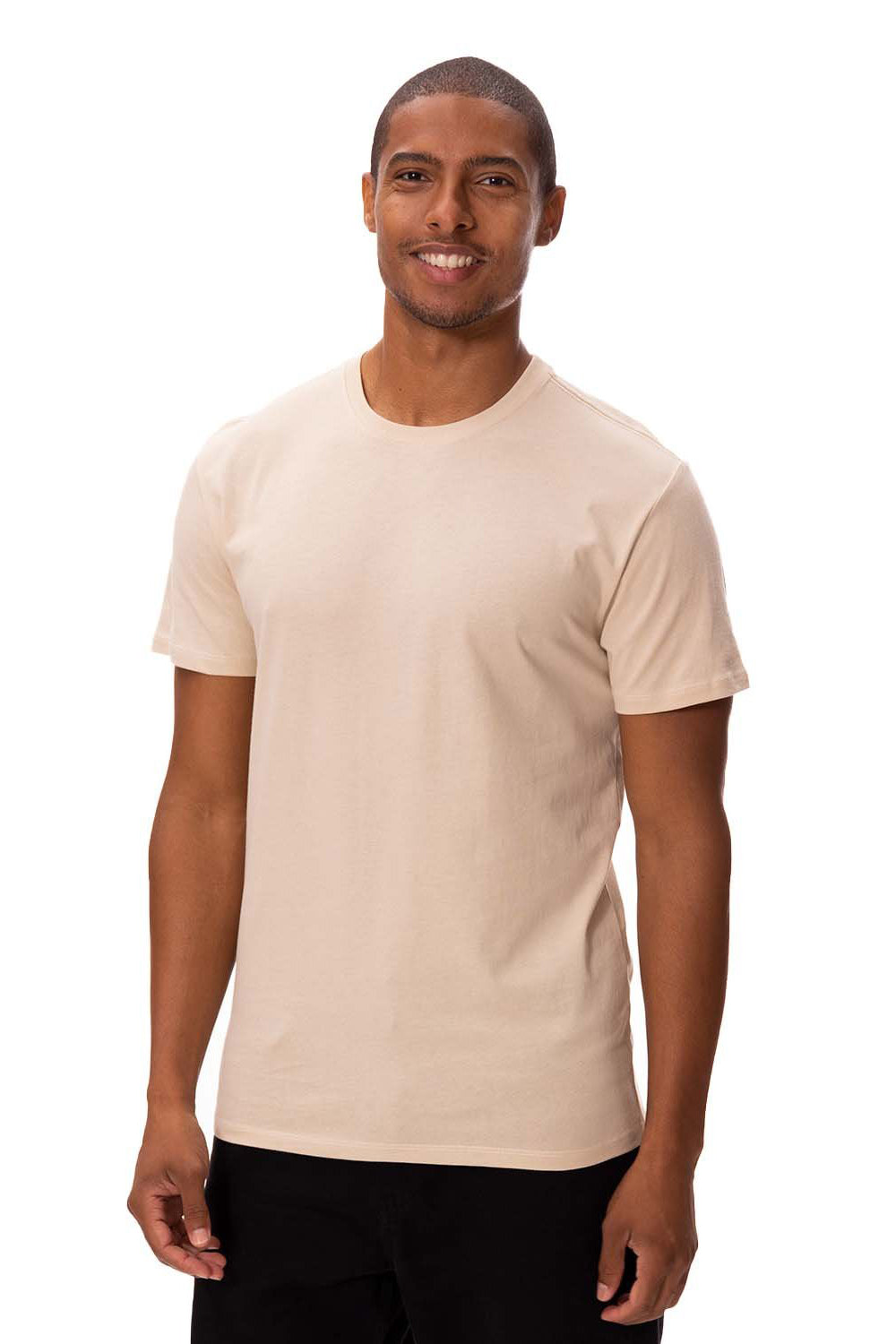 Threadfast Apparel 180A Mens Ultimate Short Sleeve Crewneck T-Shirt Sand Model Front
