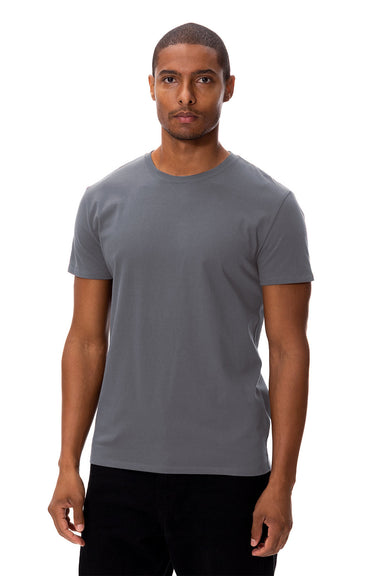 Threadfast Apparel 180A Mens Ultimate Short Sleeve Crewneck T-Shirt Smoke Grey Model Front