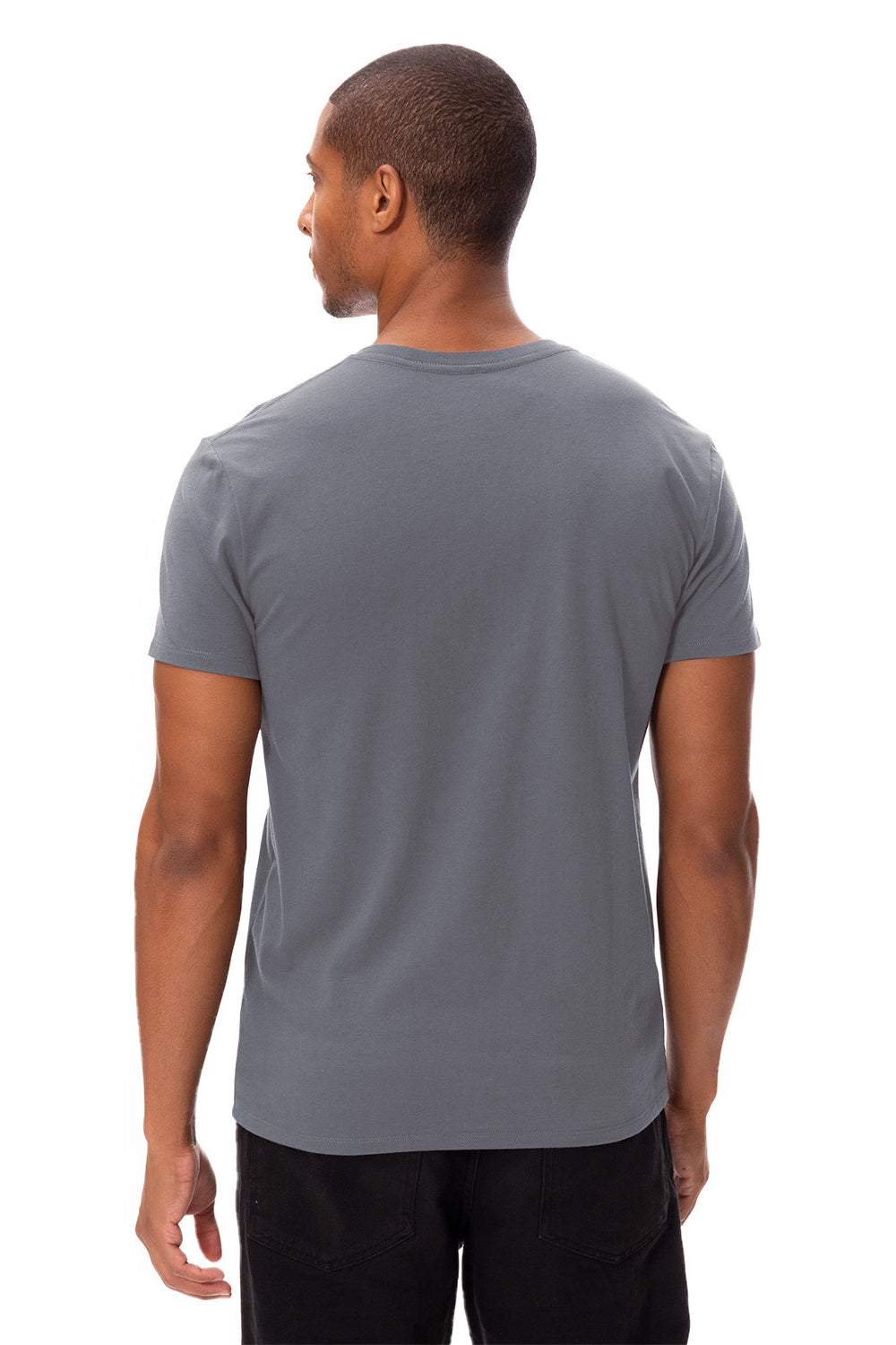 Threadfast Apparel 180A Mens Ultimate Short Sleeve Crewneck T-Shirt Smoke Grey Model Back