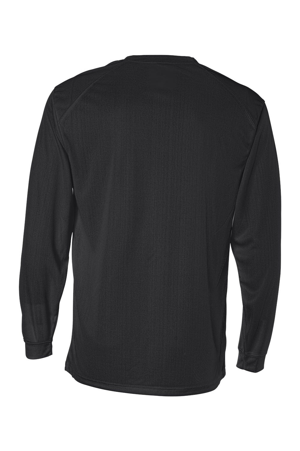 Badger 4104 Mens B-Core Moisture Wicking Long Sleeve Crewneck T-Shirt Black Flat Back