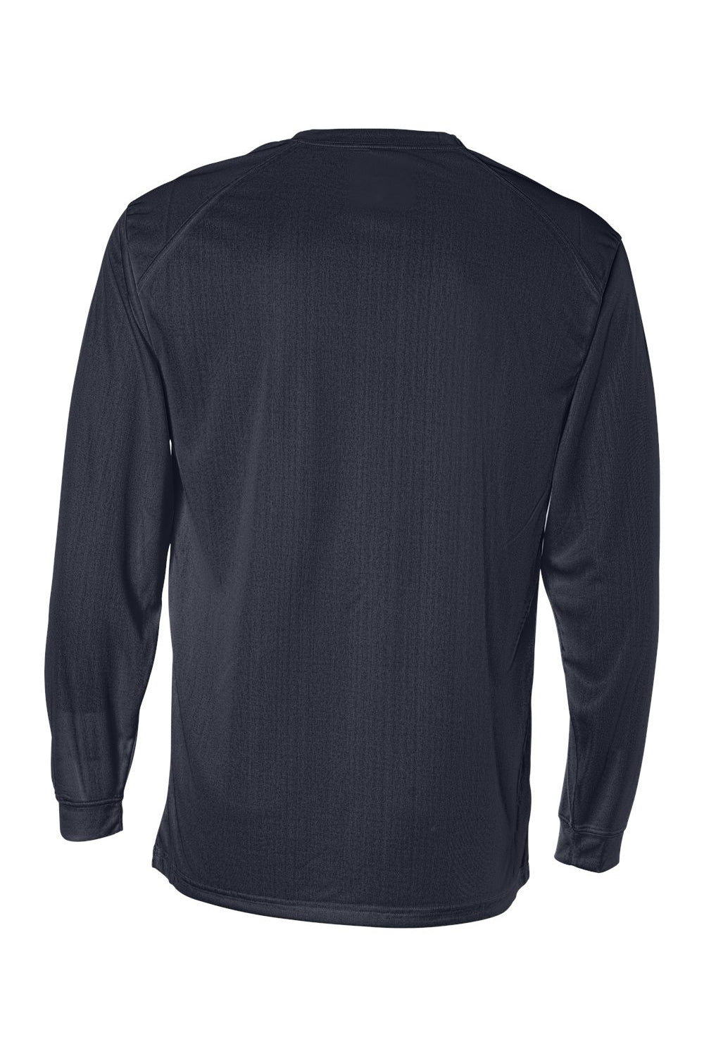 Badger 4104 Mens B-Core Moisture Wicking Long Sleeve Crewneck T-Shirt Navy Blue Flat Back