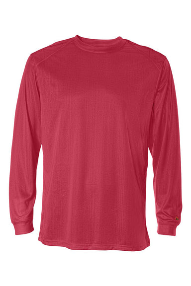 Badger 4104 Mens B-Core Moisture Wicking Long Sleeve Crewneck T-Shirt Red Flat Front