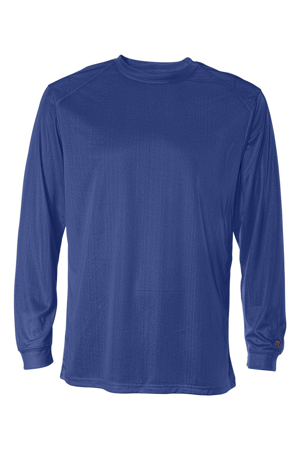 Badger 4104 Mens B-Core Moisture Wicking Long Sleeve Crewneck T-Shirt Royal Blue Flat Front