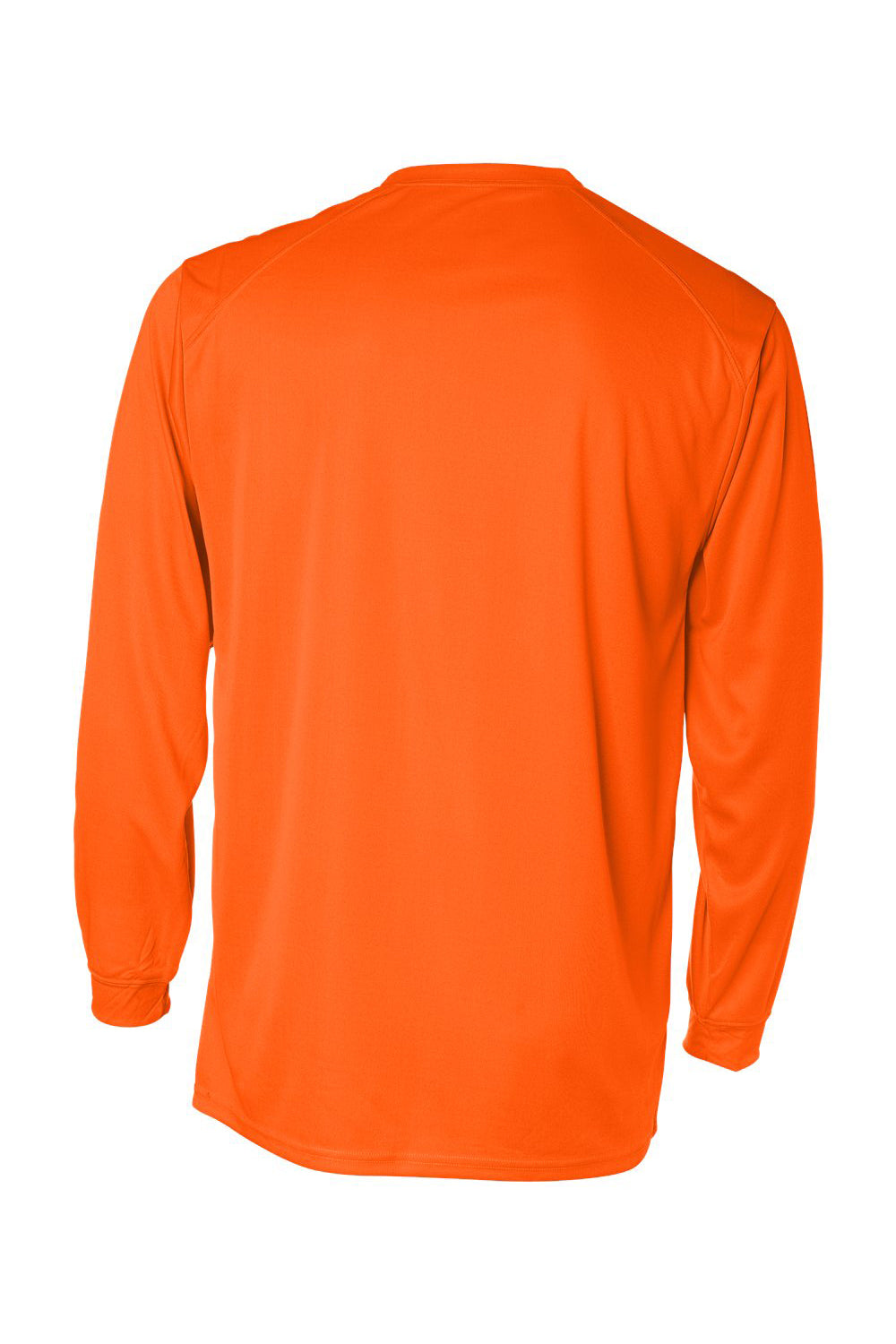 Badger 4104 Mens B-Core Moisture Wicking Long Sleeve Crewneck T-Shirt Safety Orange Flat Back