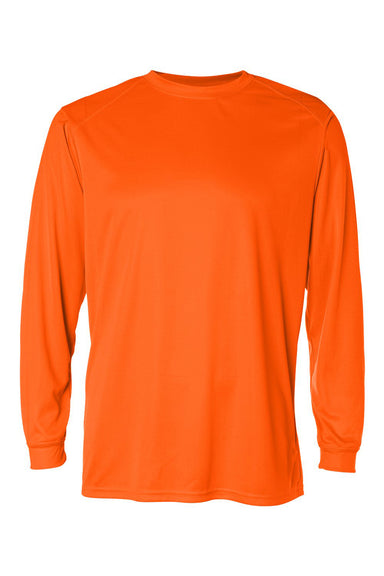 Badger 4104 Mens B-Core Moisture Wicking Long Sleeve Crewneck T-Shirt Safety Orange Flat Front