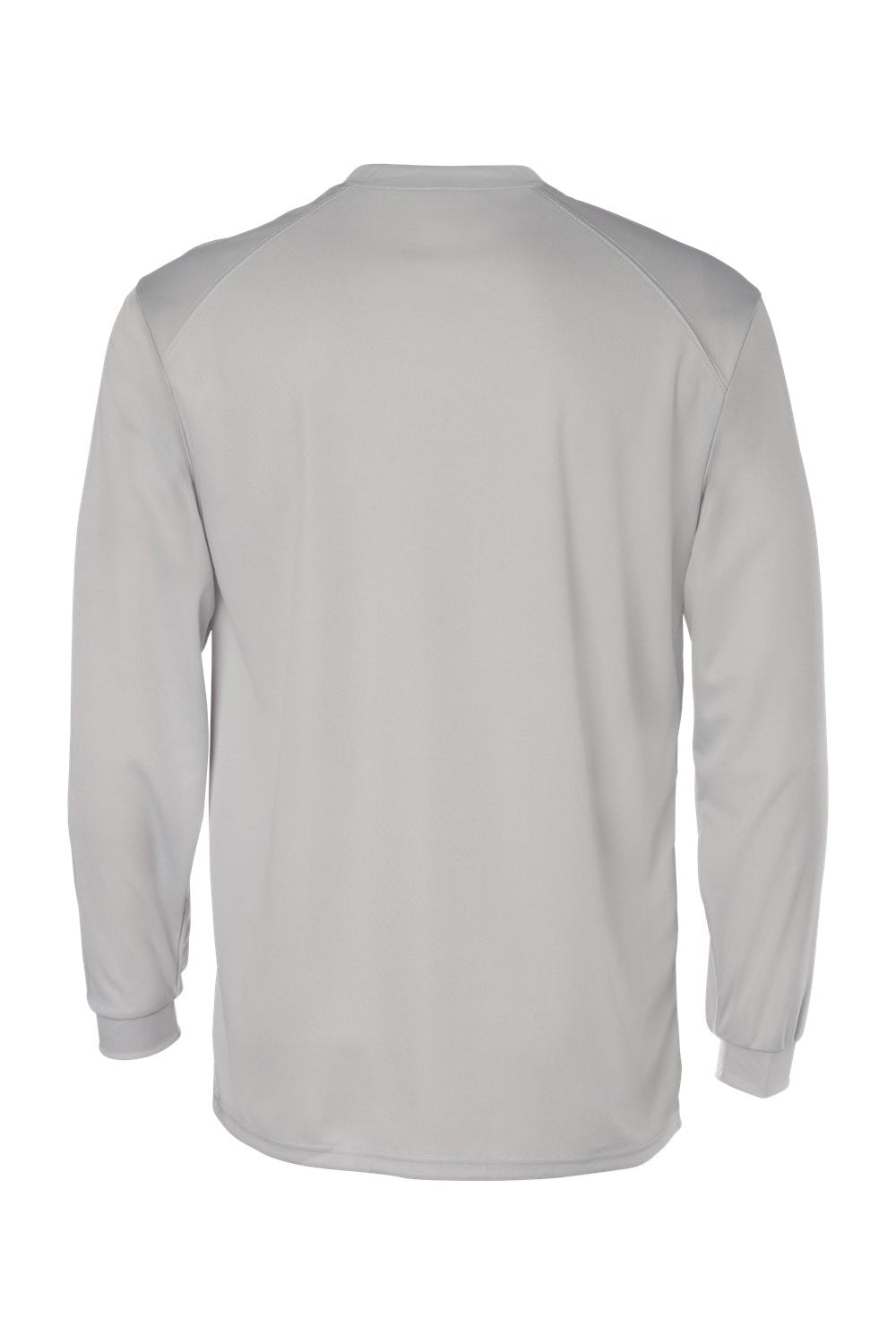 Badger 4104 Mens B-Core Moisture Wicking Long Sleeve Crewneck T-Shirt Silver Grey Flat Back