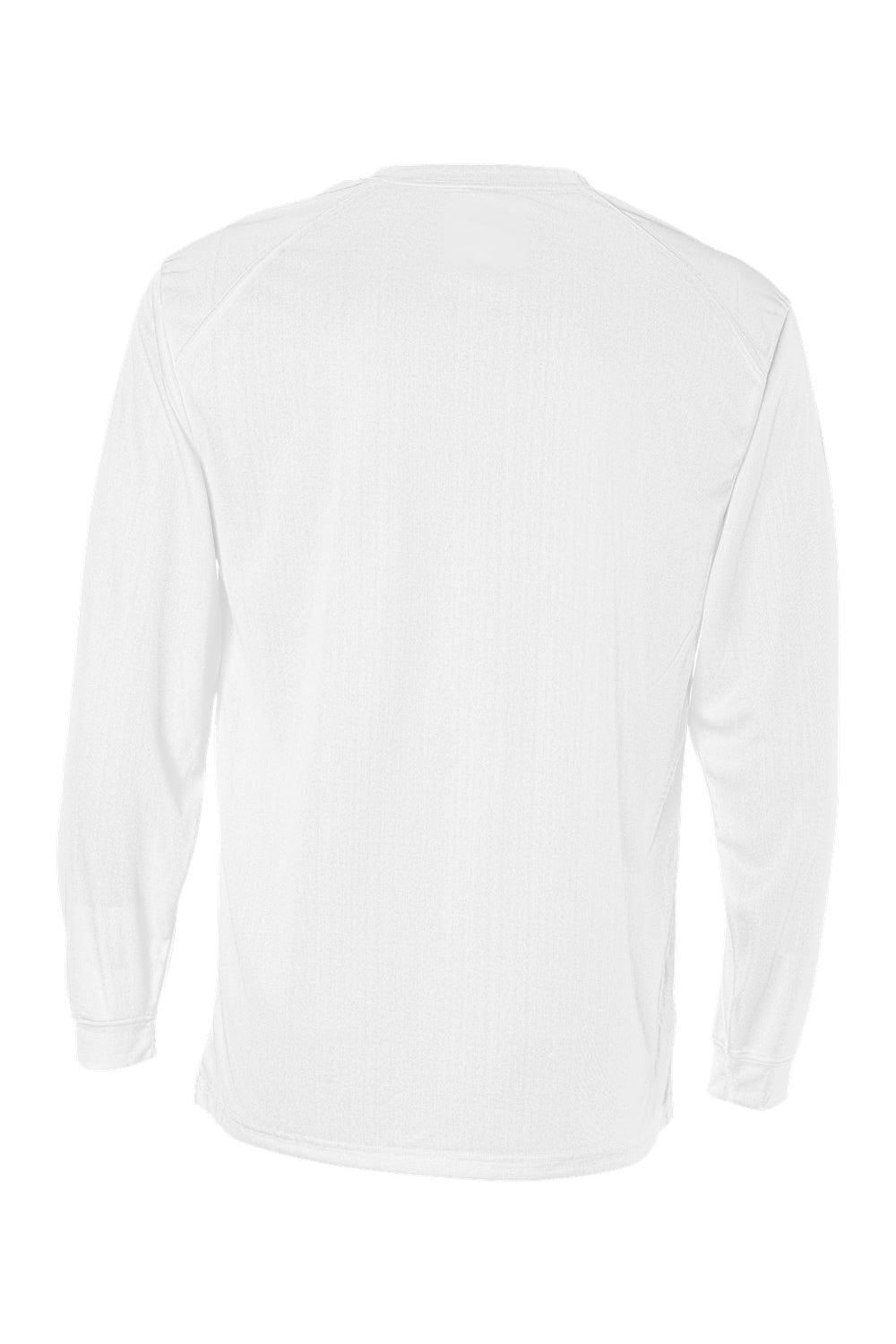 Badger 4104 Mens B-Core Moisture Wicking Long Sleeve Crewneck T-Shirt White Flat Back