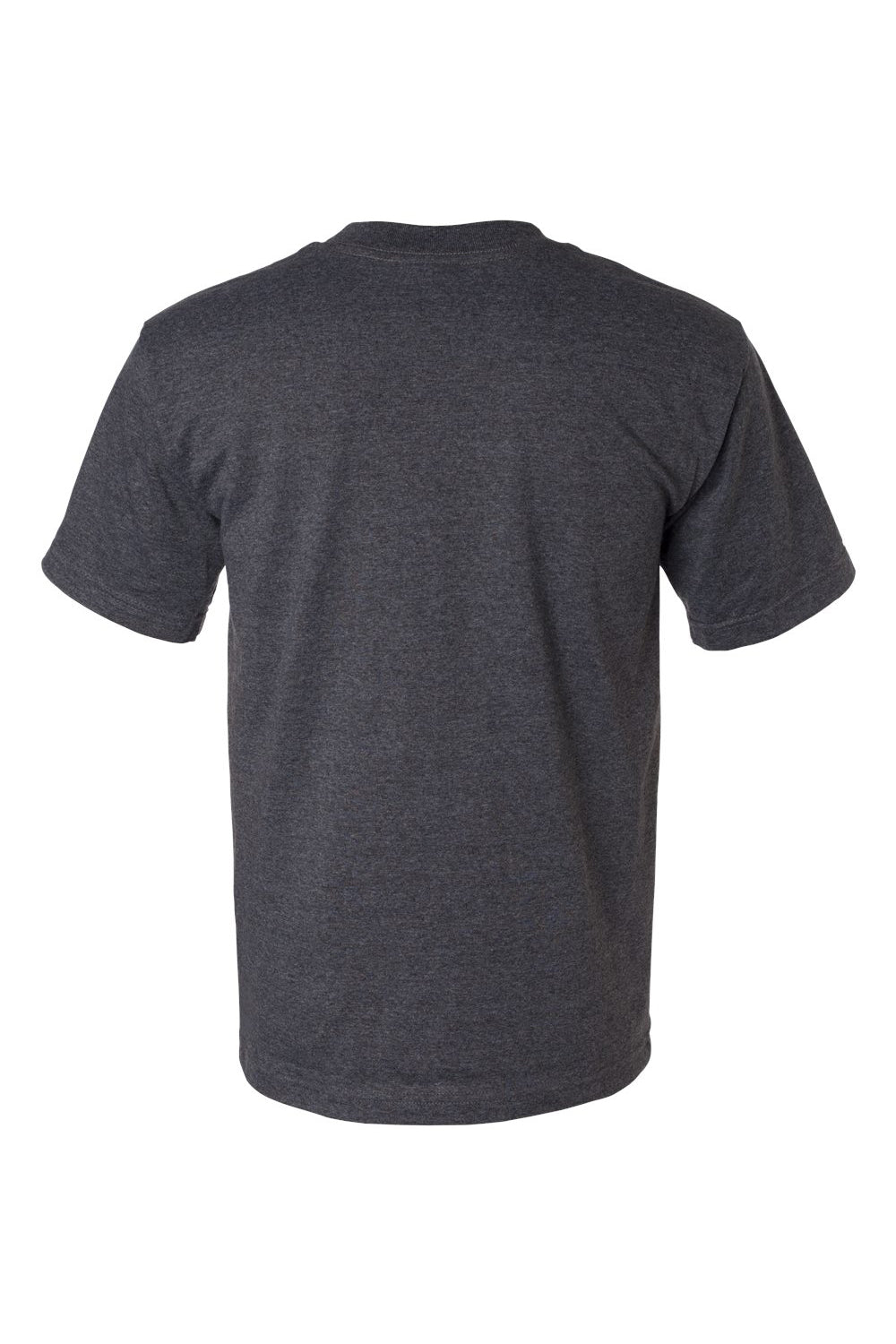 Bayside 1701 Mens USA Made Short Sleeve Crewneck T-Shirt Heather Charcoal Grey Flat Back