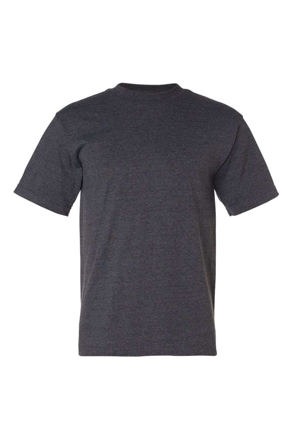Bayside 1701 Mens USA Made Short Sleeve Crewneck T-Shirt Heather Charcoal Grey Flat Front