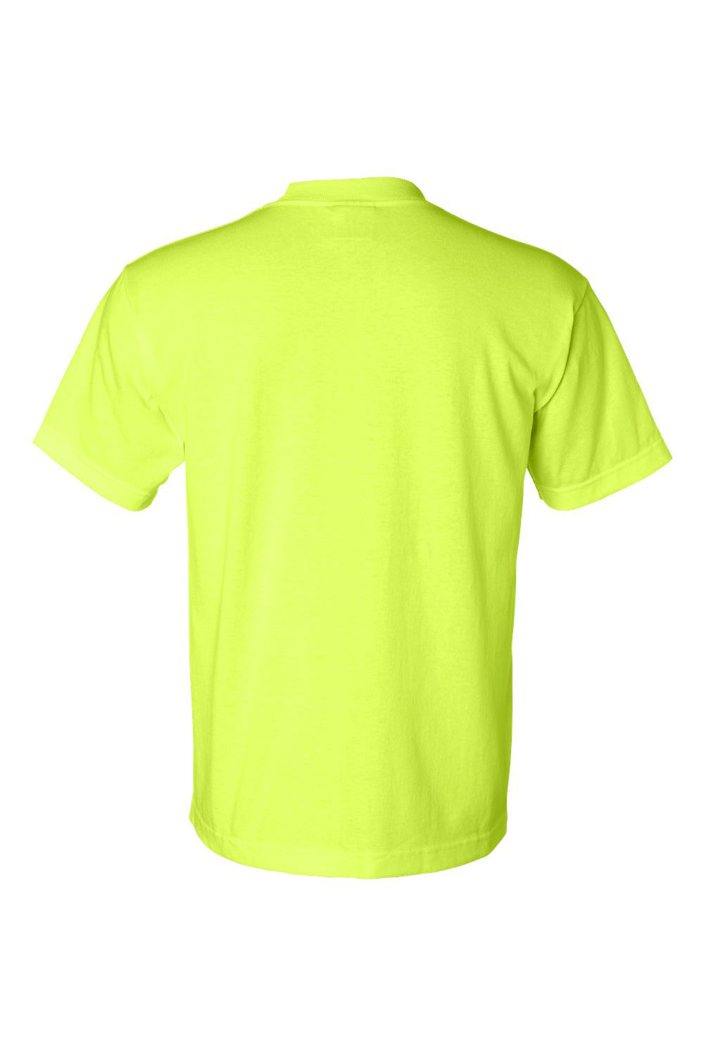 Bayside 1701 Mens USA Made Short Sleeve Crewneck T-Shirt Safety Green Flat Back