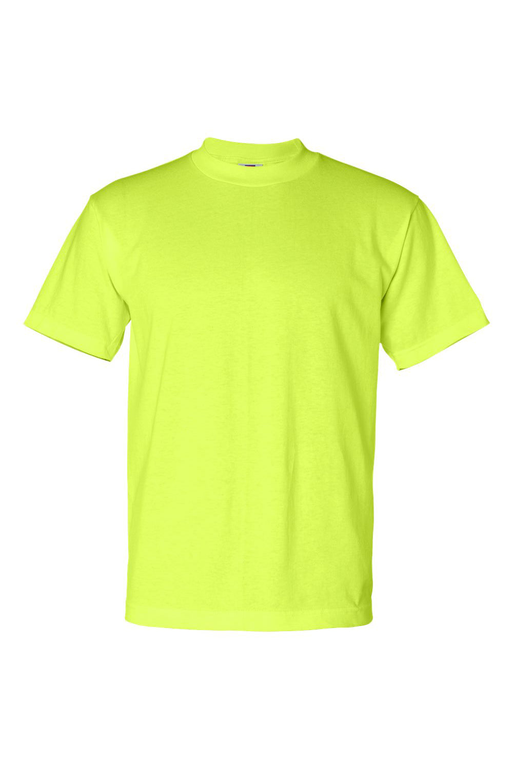 Bayside 1701 Mens USA Made Short Sleeve Crewneck T-Shirt Safety Green Flat Front