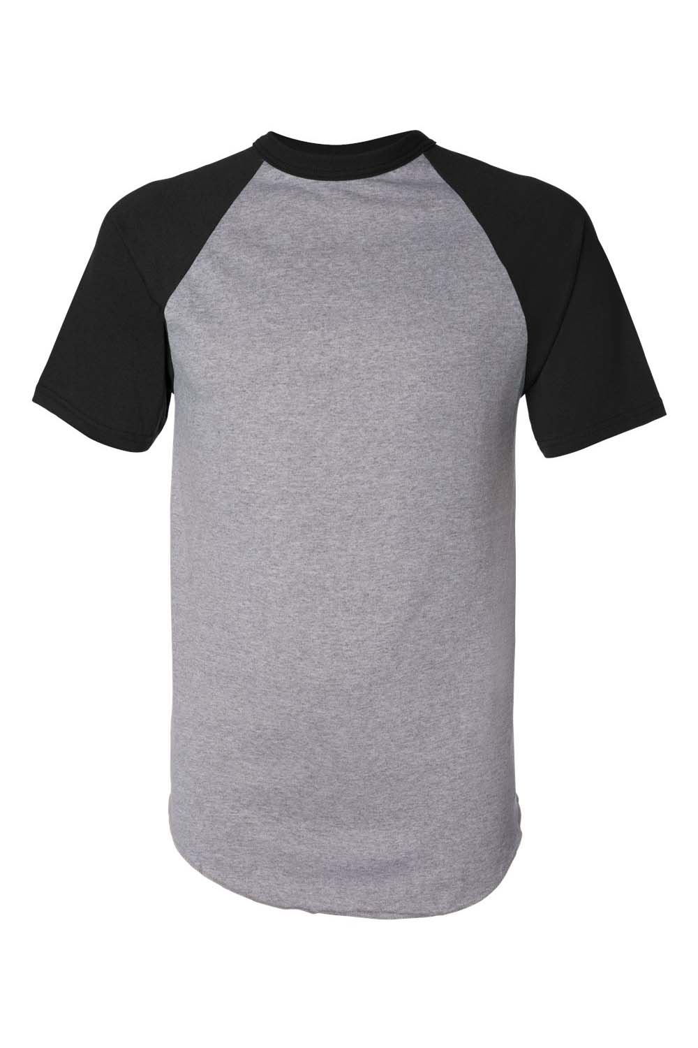 Augusta Sportswear 423 Mens Short Sleeve Crewneck T-Shirt Heather Grey/Black Model Flat Front