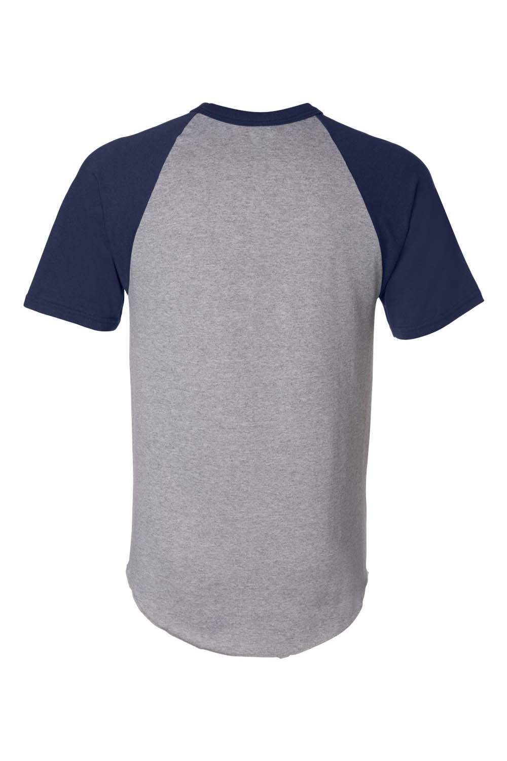 Augusta Sportswear 423 Mens Short Sleeve Crewneck T-Shirt Heather Grey/Navy Blue Model Flat Back
