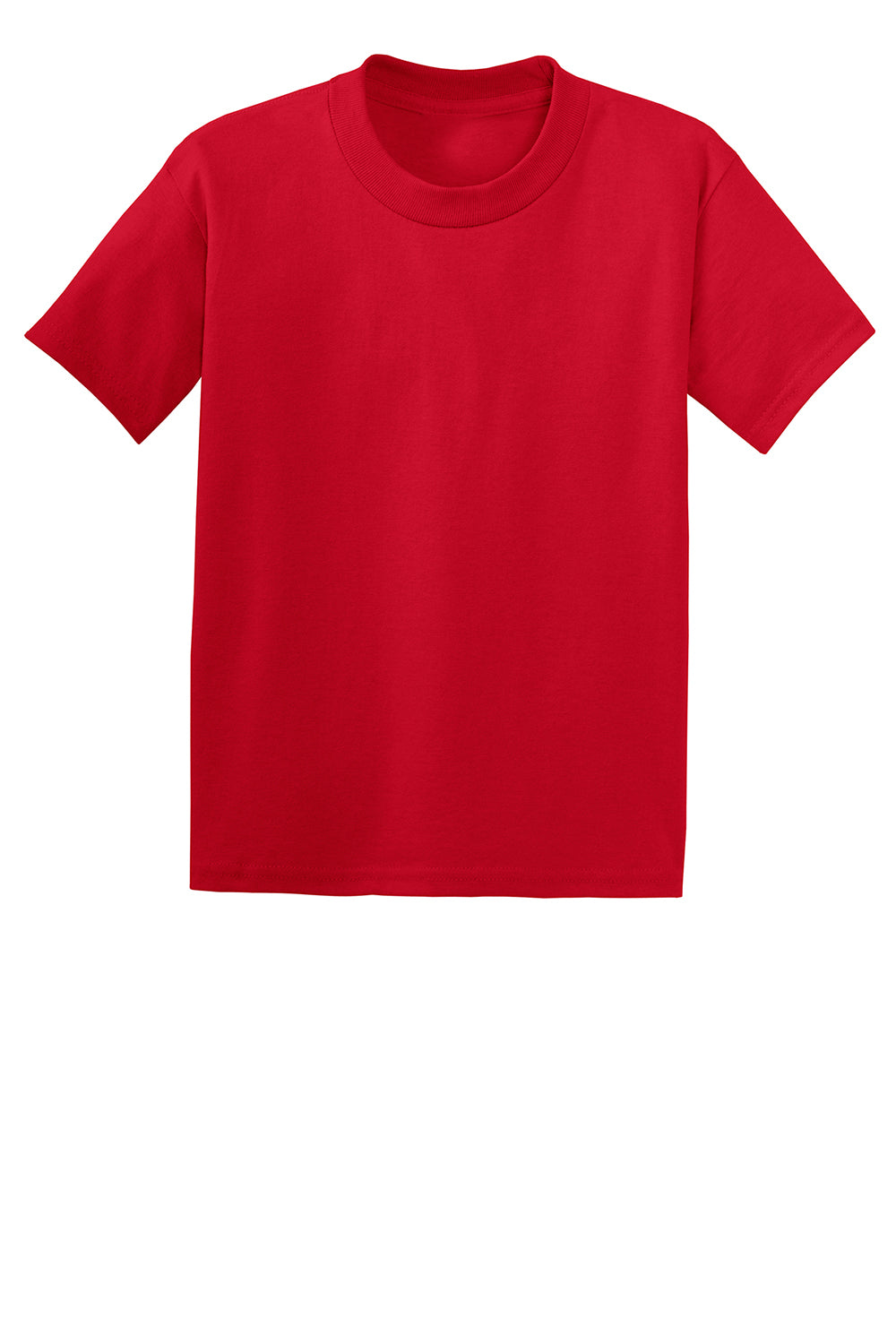 Hanes 5370 Youth EcoSmart Short Sleeve Crewneck T-Shirt Deep Red Flat Front