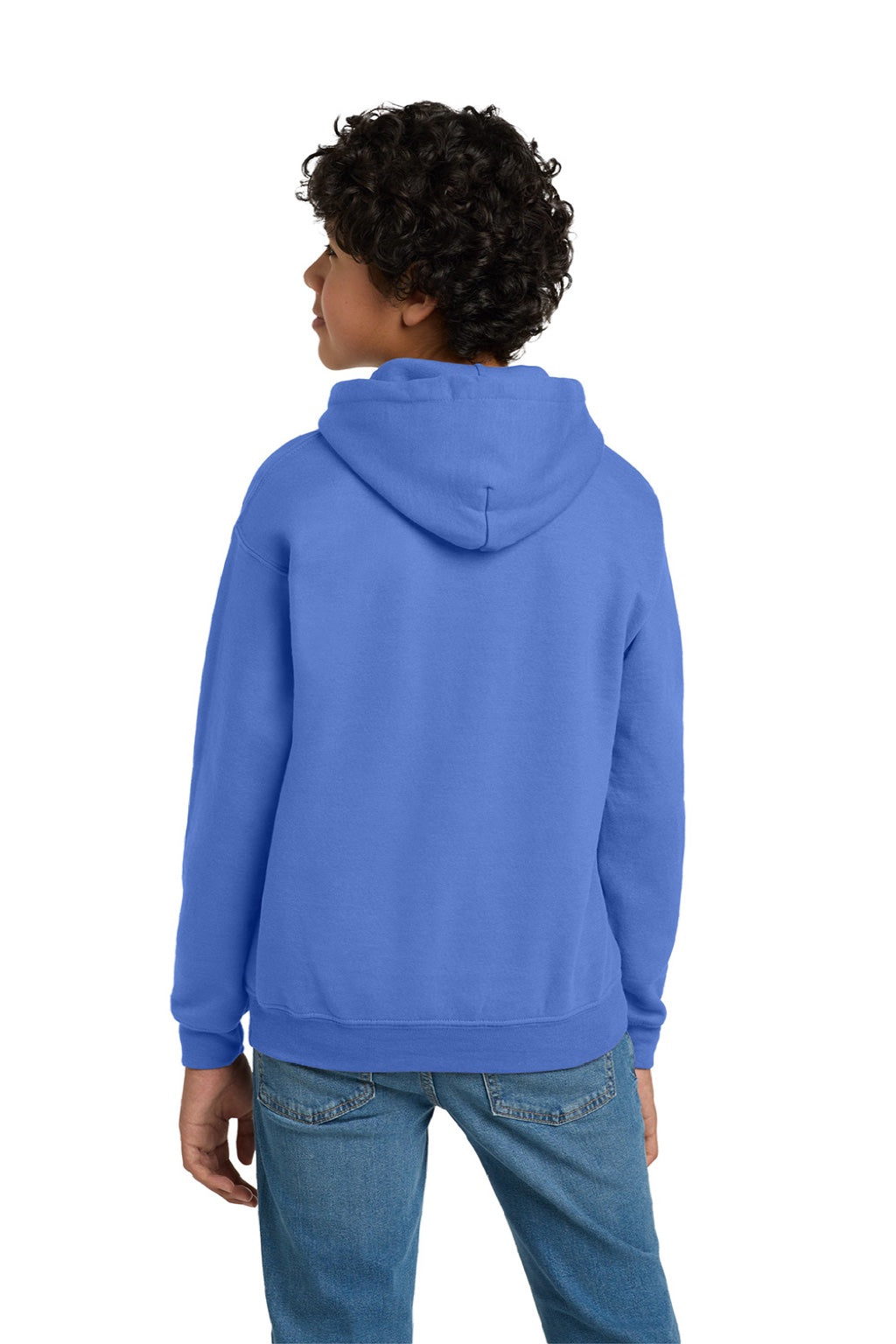 Gildan 18500B Youth Pill Resistant Hooded Sweatshirt Hoodie w/ Pouch Pocket Carolina Blue Model Back