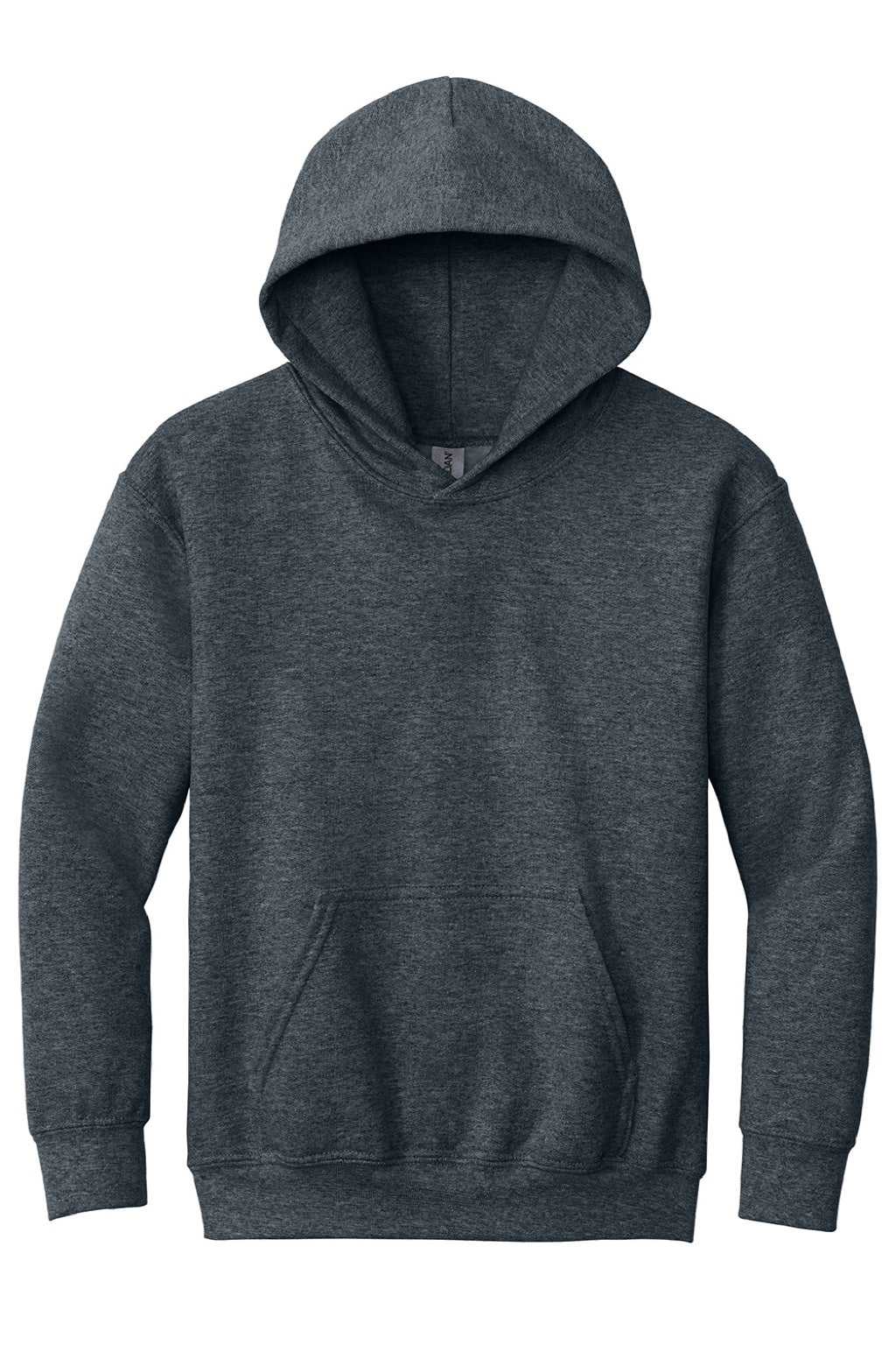 Gildan 18500B Youth Pill Resistant Hooded Sweatshirt Hoodie w/ Pouch Pocket Heather Dark Grey Flat Front