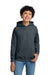 Gildan 18500B Youth Pill Resistant Hooded Sweatshirt Hoodie w/ Pouch Pocket Heather Dark Grey Model Front
