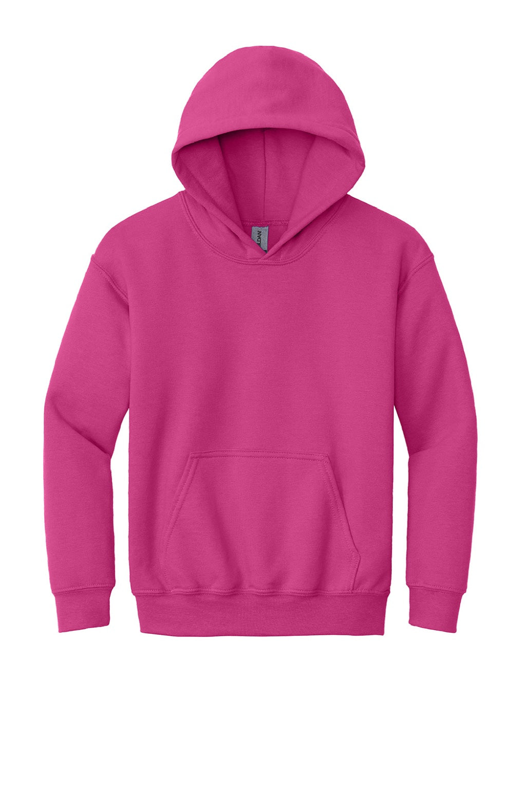 Gildan 18500B Youth Pill Resistant Hooded Sweatshirt Hoodie w/ Pouch Pocket Heliconia Pink Flat Front