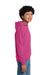 Gildan 18500B Youth Pill Resistant Hooded Sweatshirt Hoodie w/ Pouch Pocket Heliconia Pink Model Side