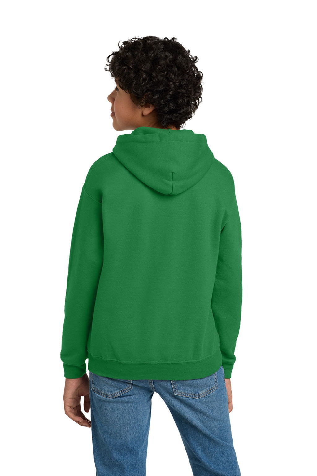 Gildan 18500B Youth Pill Resistant Hooded Sweatshirt Hoodie w/ Pouch Pocket Irish Green Model Back
