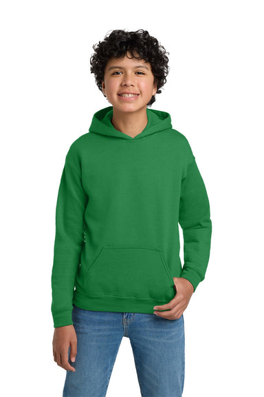 Gildan 18500B Youth Pill Resistant Hooded Sweatshirt Hoodie w/ Pouch Pocket Irish Green Model Front