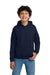 Gildan 18500B Youth Pill Resistant Hooded Sweatshirt Hoodie w/ Pouch Pocket Navy Blue Model Front
