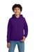 Gildan 18500B Youth Pill Resistant Hooded Sweatshirt Hoodie w/ Pouch Pocket Purple Model Front