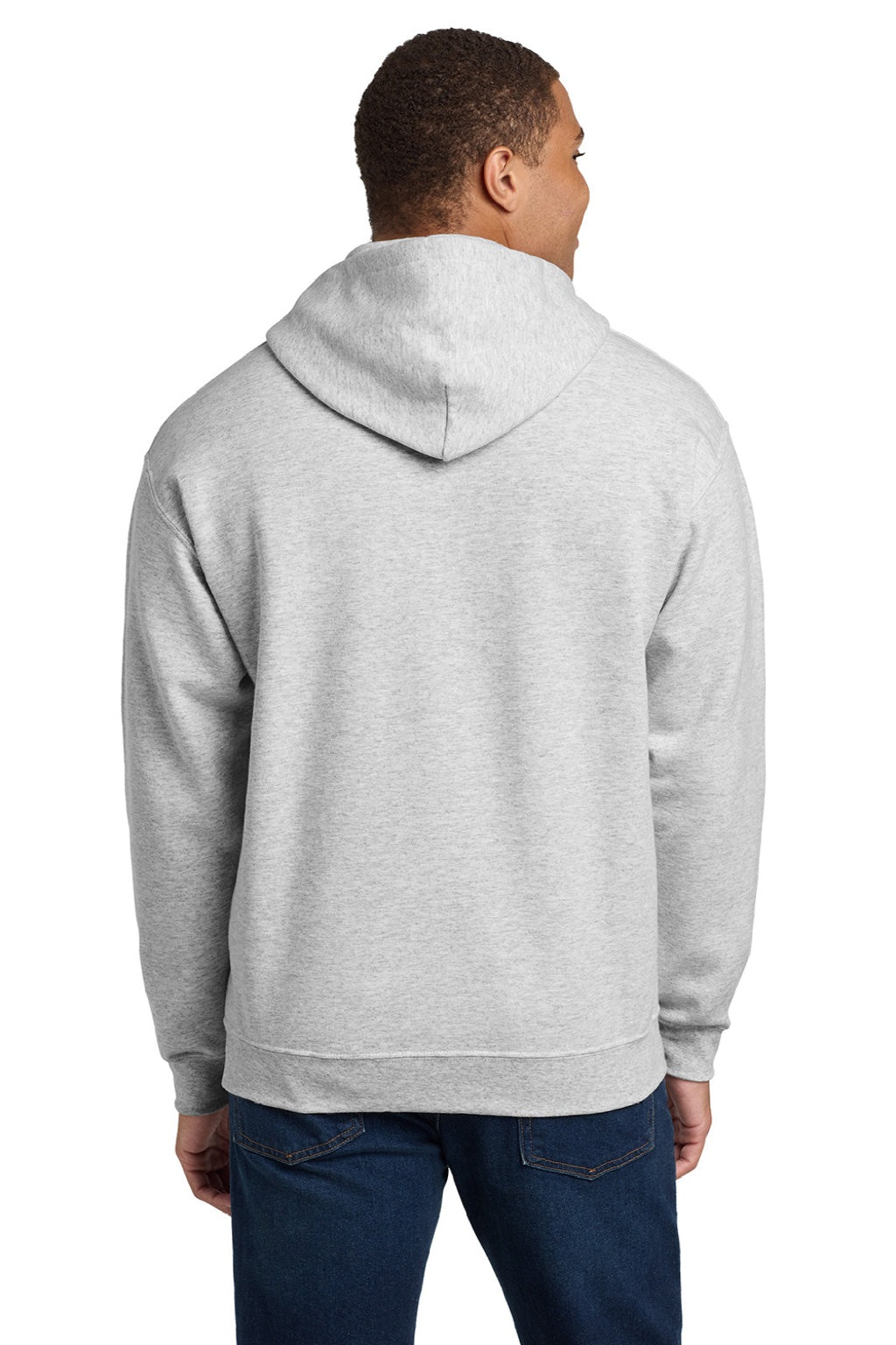 Gildan 18500 Mens Pill Resistant Hooded Sweatshirt Hoodie w/ Pouch Pocket Ash Grey Model Back
