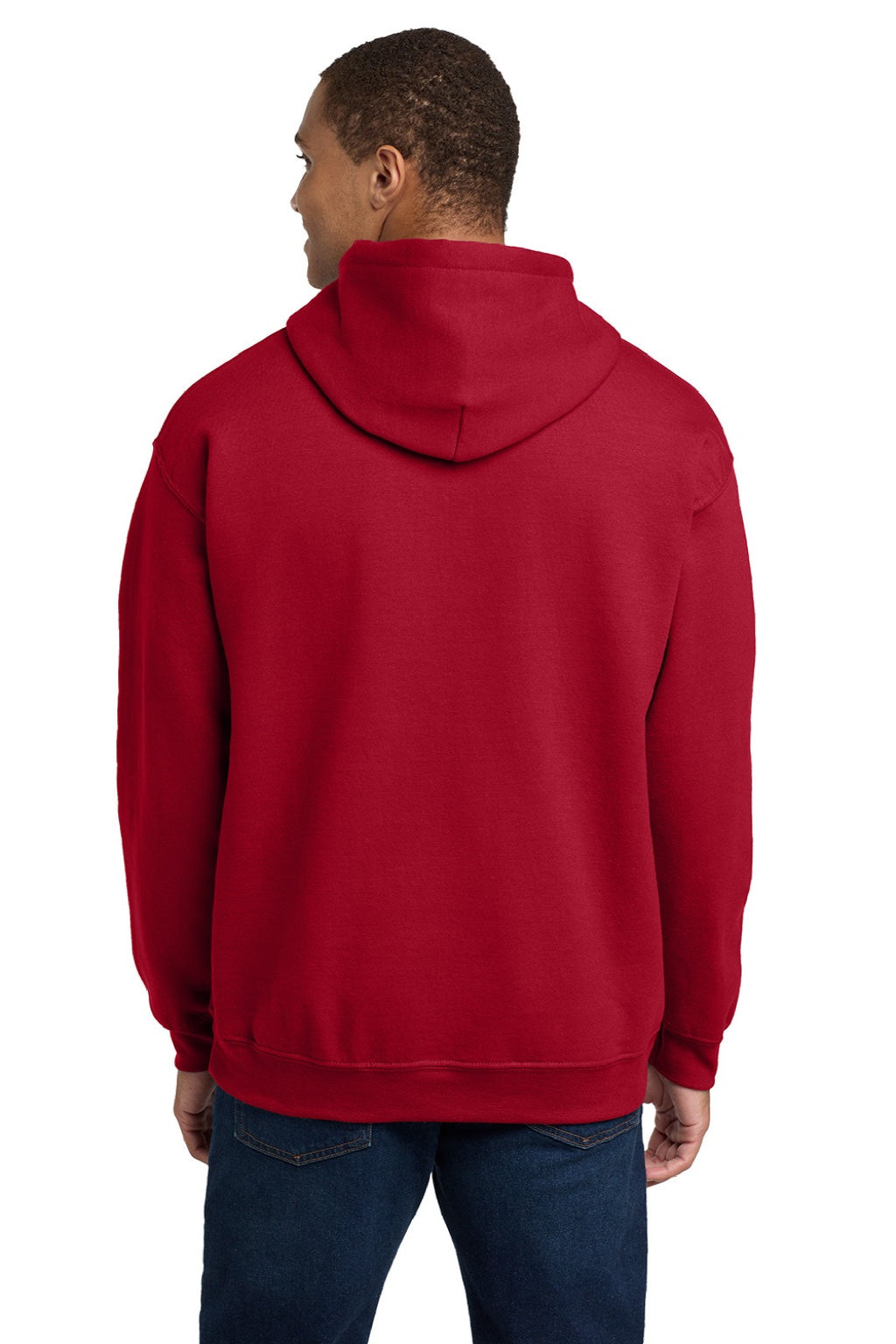 Gildan 18500 Mens Pill Resistant Hooded Sweatshirt Hoodie w/ Pouch Pocket Cherry Red Model Back