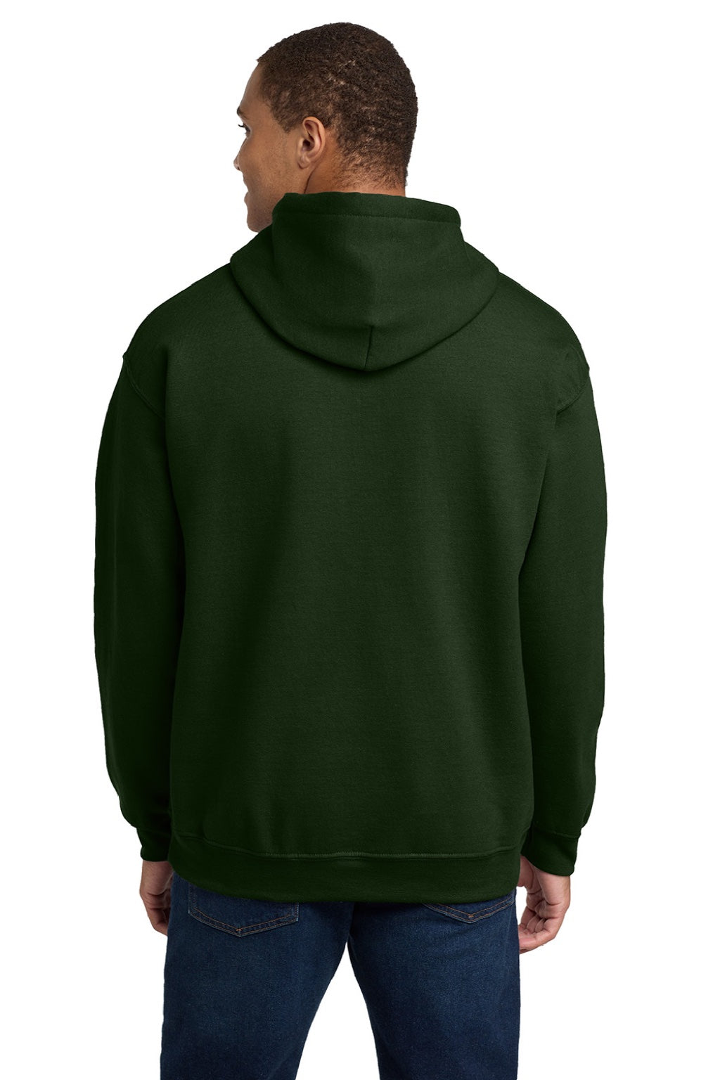 Gildan 18500 Mens Pill Resistant Hooded Sweatshirt Hoodie w/ Pouch Pocket Forest Green Model Back