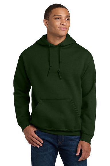 Gildan 18500 Mens Pill Resistant Hooded Sweatshirt Hoodie w/ Pouch Pocket Forest Green Model Front