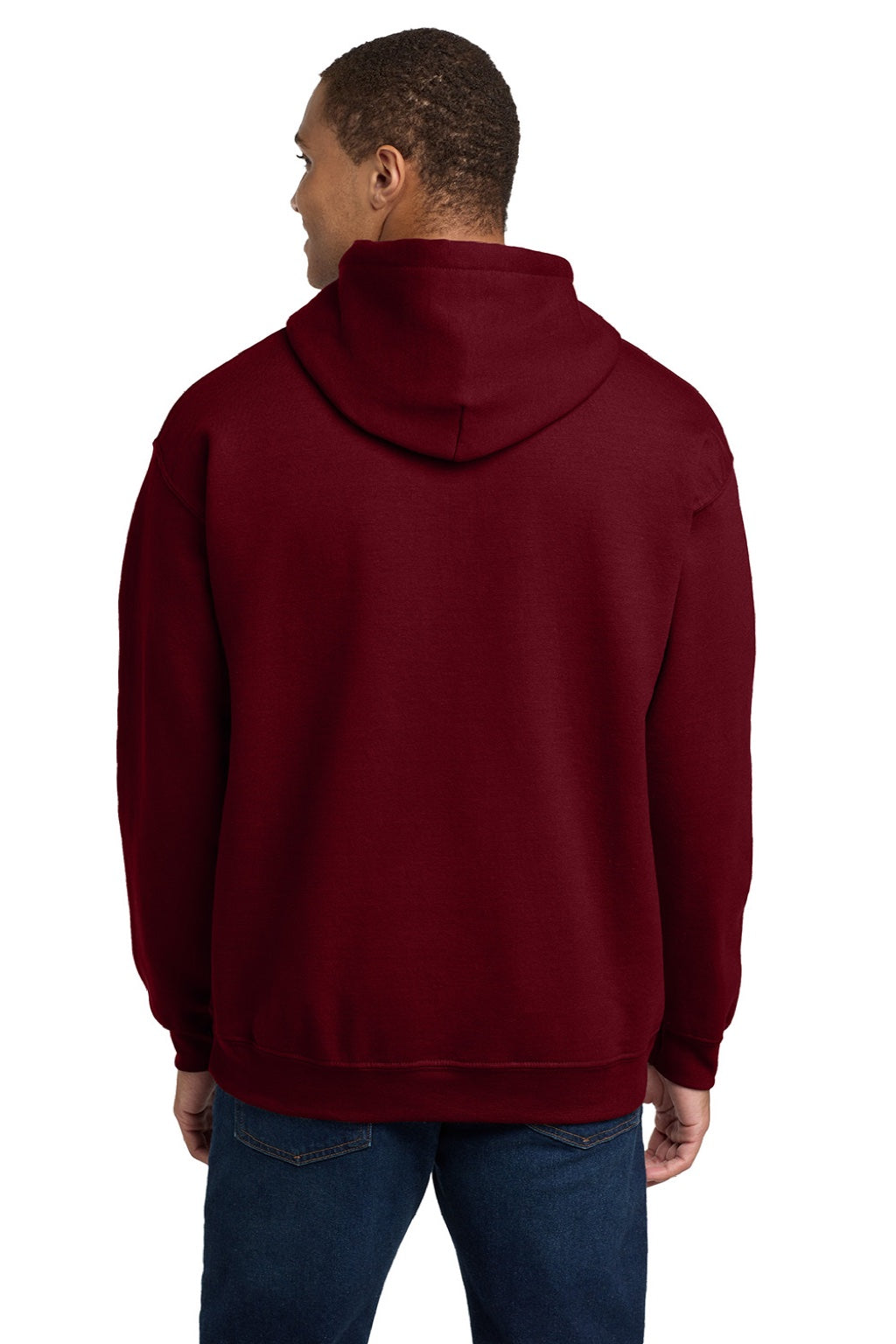 Gildan 18500 Mens Pill Resistant Hooded Sweatshirt Hoodie w/ Pouch Pocket Garnet Red Model Back