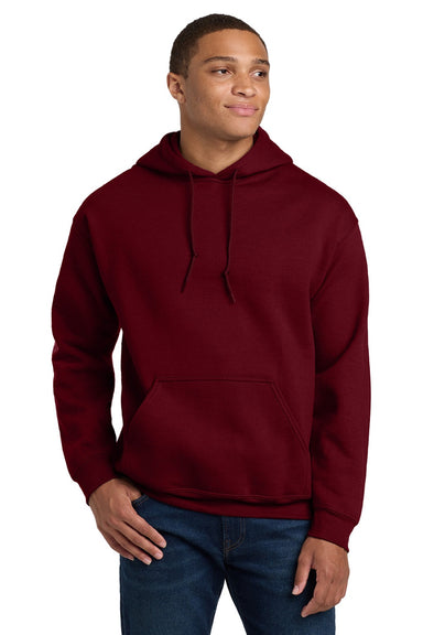 Gildan 18500 Mens Pill Resistant Hooded Sweatshirt Hoodie w/ Pouch Pocket Garnet Red Model Front
