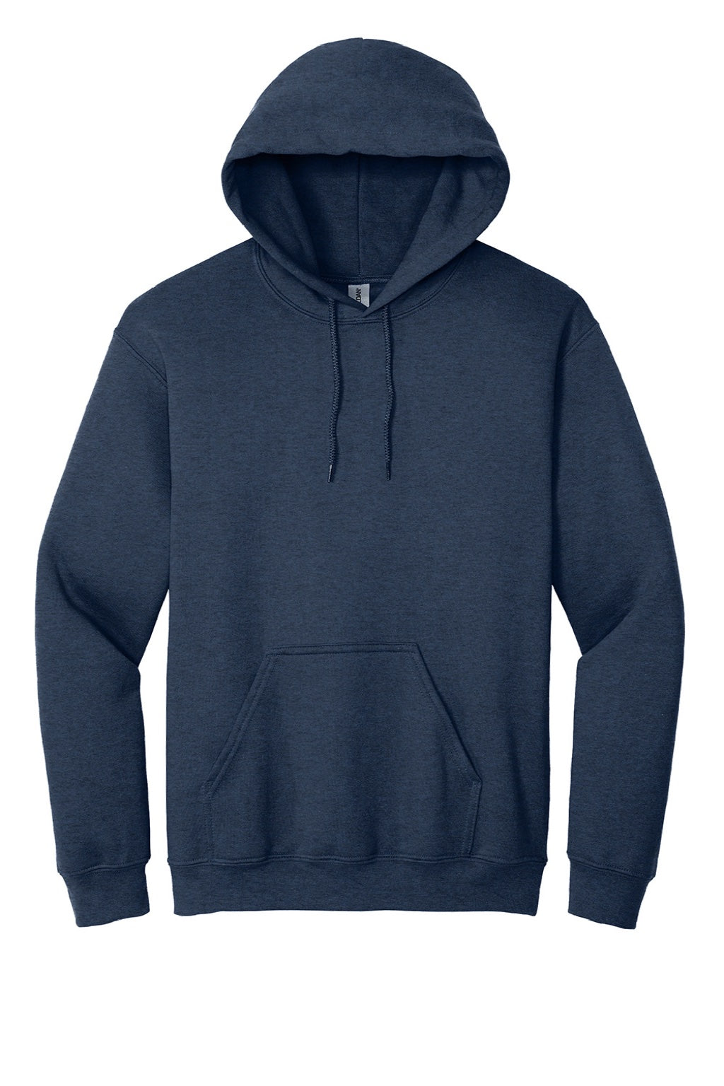 Gildan 18500 Mens Pill Resistant Hooded Sweatshirt Hoodie w/ Pouch Pocket Heather Dark Navy Blue Flat Front