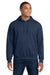 Gildan 18500 Mens Pill Resistant Hooded Sweatshirt Hoodie w/ Pouch Pocket Heather Dark Navy Blue Model Front