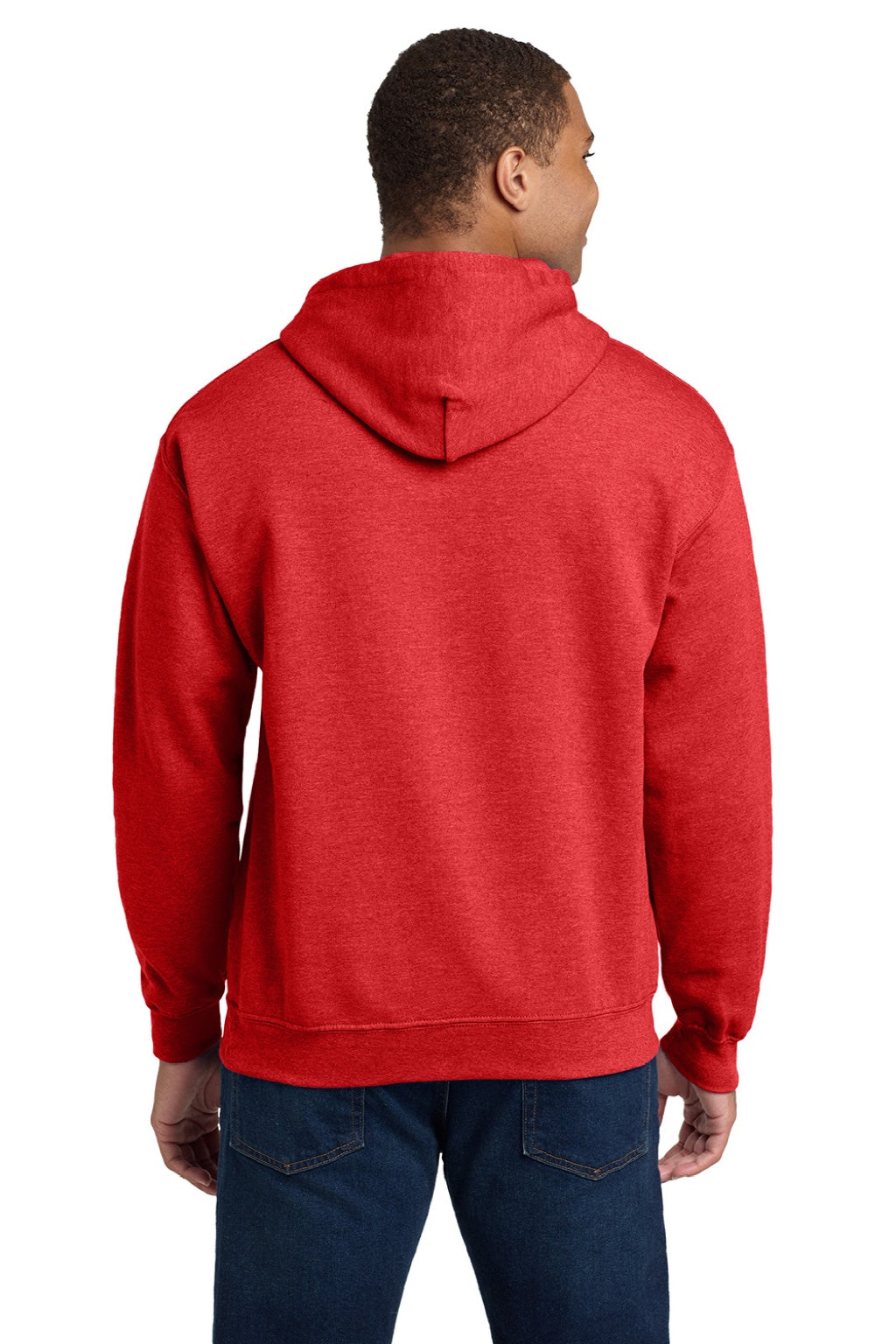Gildan 18500 Mens Pill Resistant Hooded Sweatshirt Hoodie w/ Pouch Pocket Heather Scarlet Red Model Back