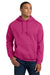 Gildan 18500 Mens Pill Resistant Hooded Sweatshirt Hoodie w/ Pouch Pocket Heliconia Pink Model Front
