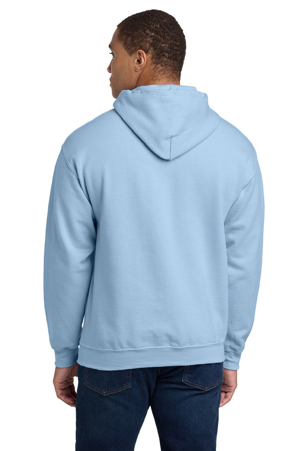 Gildan 18500 Mens Pill Resistant Hooded Sweatshirt Hoodie w/ Pouch Pocket Light Blue Model Back