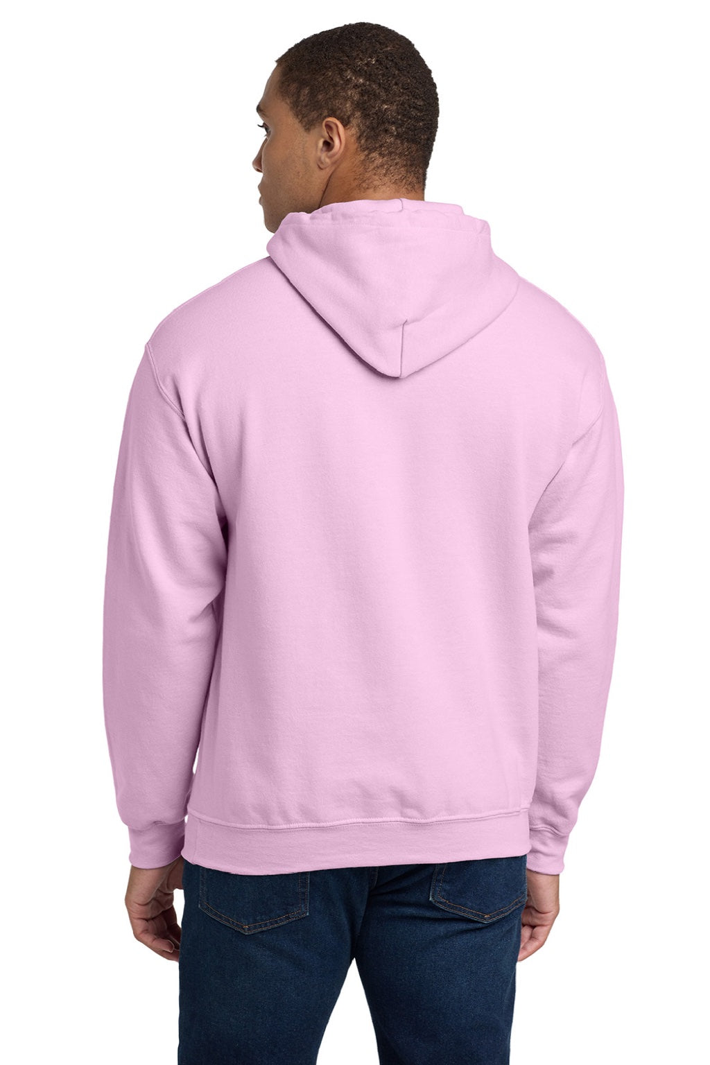 Gildan 18500 Mens Pill Resistant Hooded Sweatshirt Hoodie w/ Pouch Pocket Light Pink Model Back