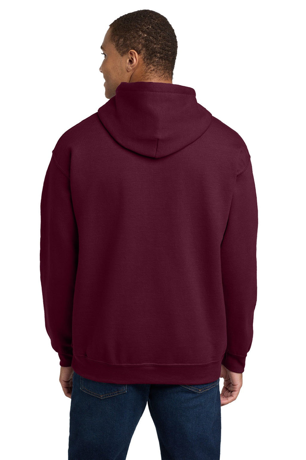 Gildan 18500 Mens Pill Resistant Hooded Sweatshirt Hoodie w/ Pouch Pocket Maroon Model Back