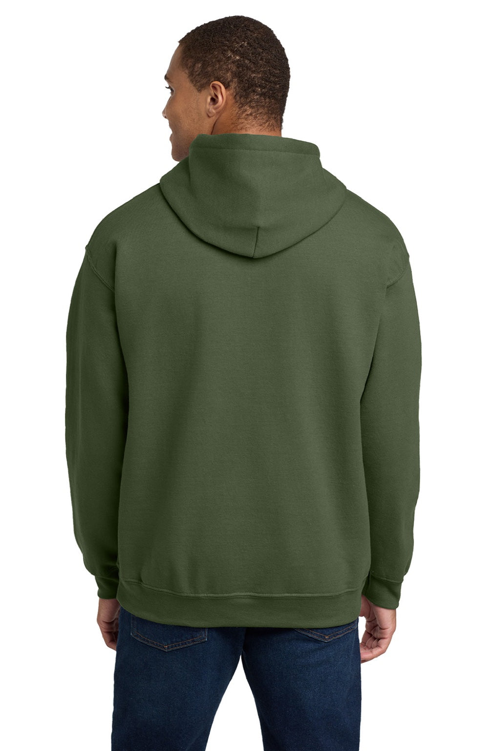 Gildan 18500 Mens Pill Resistant Hooded Sweatshirt Hoodie w/ Pouch Pocket Military Green Model Back
