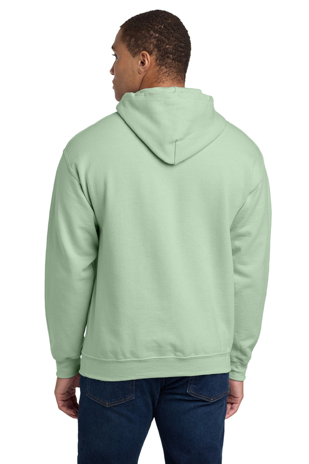 Gildan 18500 Mens Pill Resistant Hooded Sweatshirt Hoodie w/ Pouch Pocket Mint Green Model Back